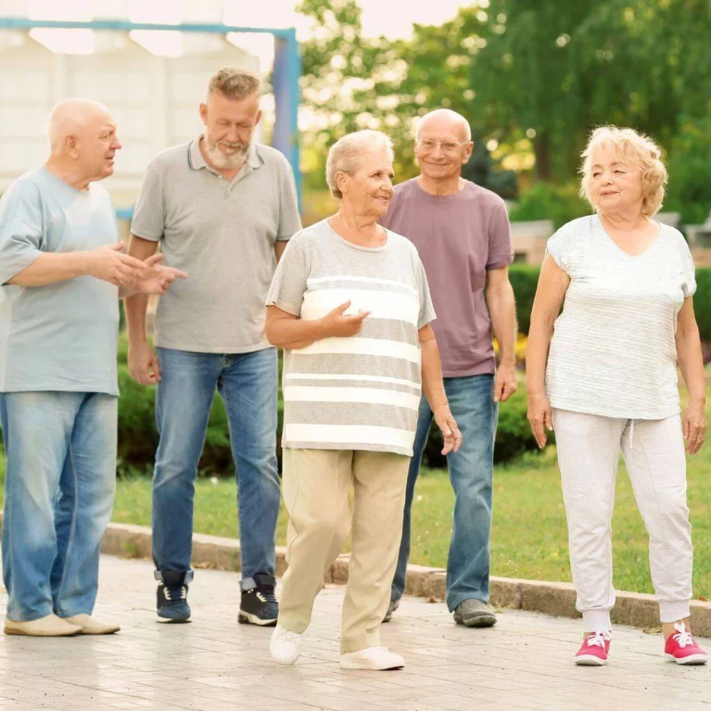 A group of people attending a local health walk