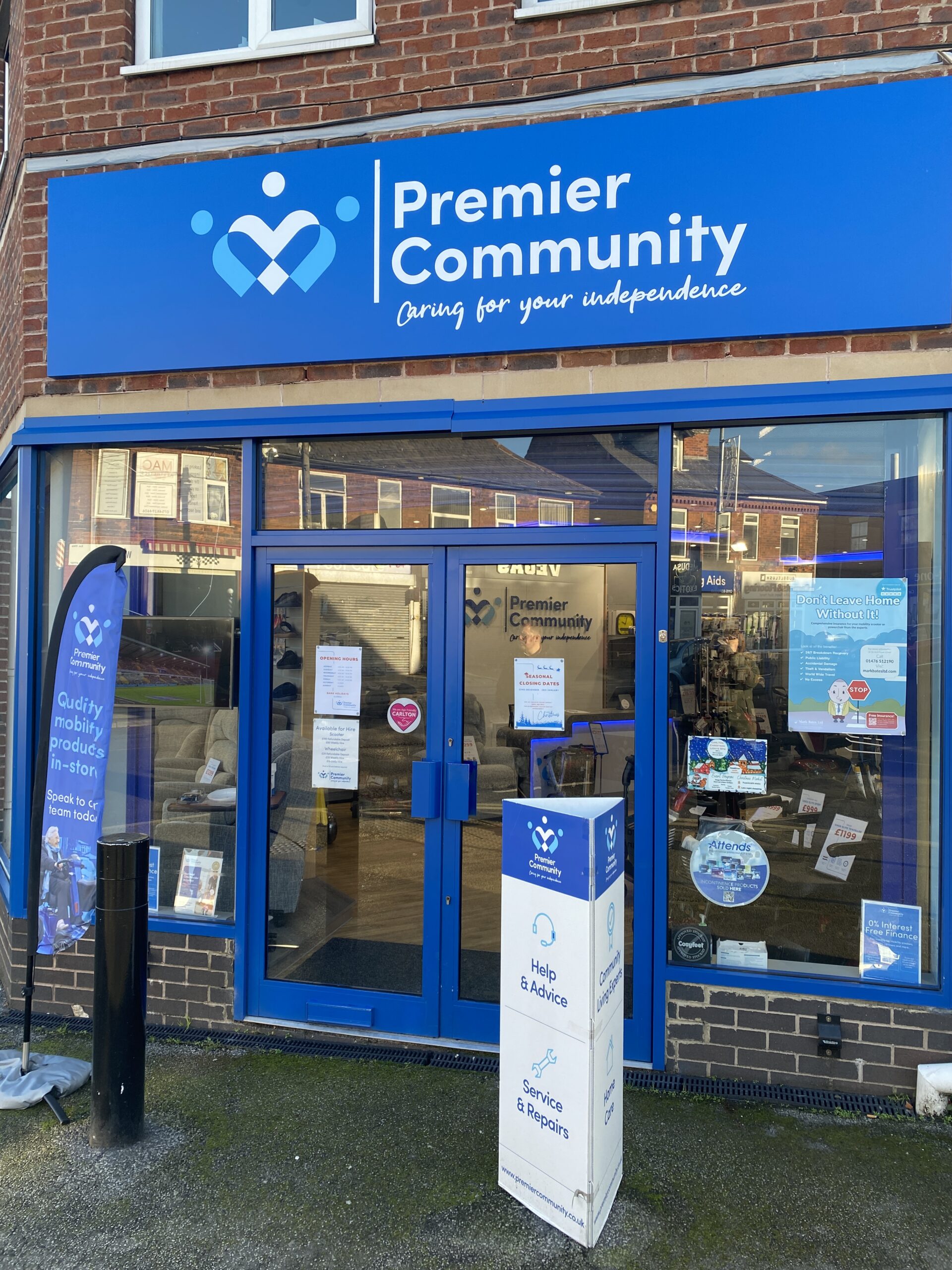 Exterior of Premier Community Mobility Shop in Carlton, Nottingham