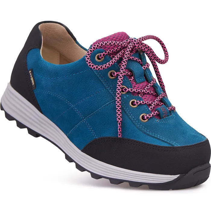 A close up of Cosyfeet Minnie High-Performance Teal Multi on a white background.