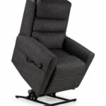 A Balmoral Single Motor Premier Riser Recliner in Coal colour, inclined with a white background.