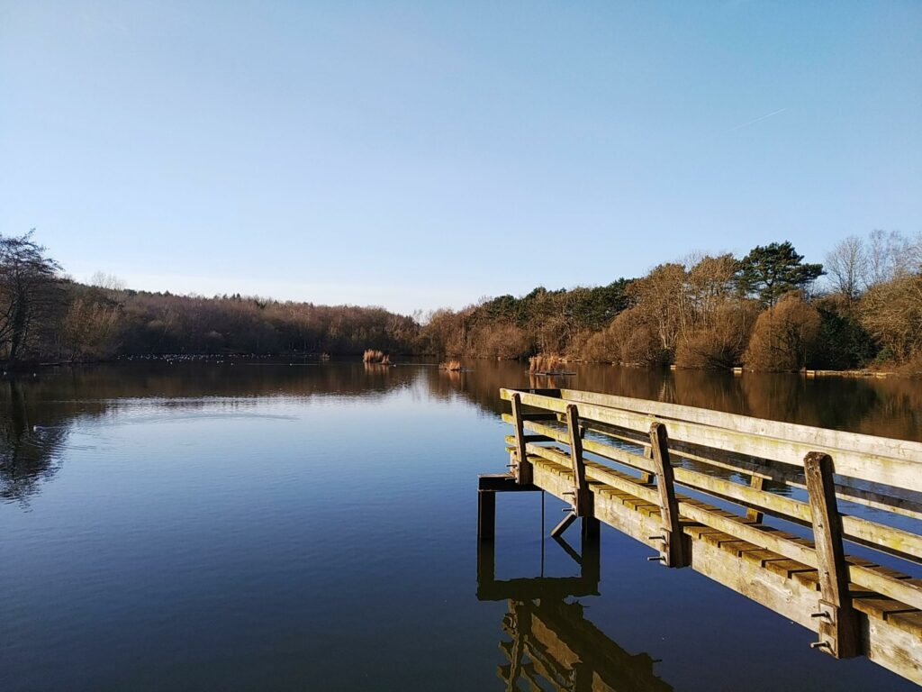 Pier looking over the lake at Shipley Country Park, representing our home care in Heanor