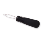 a close-up of a black handle