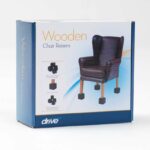 A boxed set of Drive 3'' Wooden Chair Raisers on a white background.