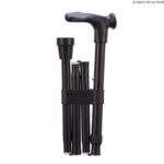 Able2 Comfort Grip Adjustable Folding Walking Stick folded up on a white background.