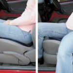 A person sitting on the Able2 Soft Transfer Seat, exampling it.