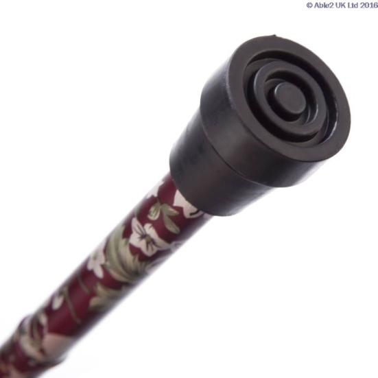 Able2 Adjustable Folding Walking Sticks - Burgundy FloralBottom on a white background.