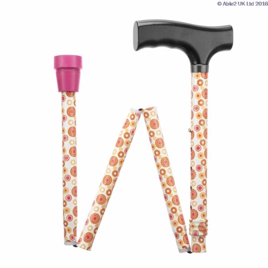 Able2 Adjustable Folding Walking Sticks folded slightly in a W shape on a white background.