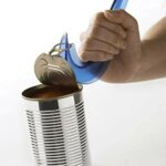 The Can Key (J-popper) Blue with hand using it on a can.