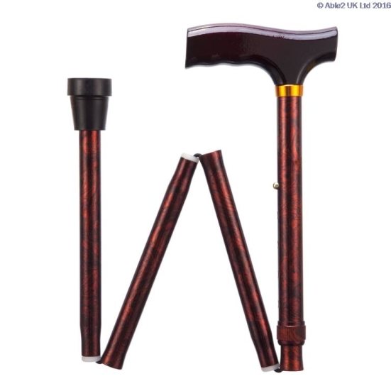 Able2 Adjustable Folding Walking Sticks folded slightly in a W shape on a white background.