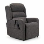 A Custom Camberley Single Motor Riser Recliner turned slight right to the camera on a white background.
