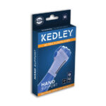 a blue box with a hand support glove