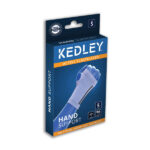 A blue and orange box containing the Kedley Active Elasticated Hand Support.