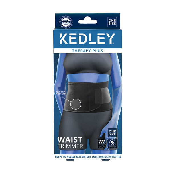 a black waist trimmer in a blue box