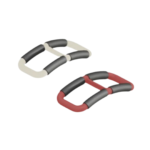 Stander Handy Handle on a white background. One in white and grey and one in red and grey.