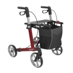 Server Rollator in wine red on a white background.