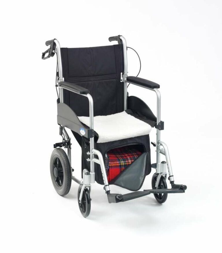 Wheelchair Underseat Bag on a wheelchair on a white background.
