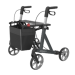 Server HD Rollator Grey with bag on a white background.