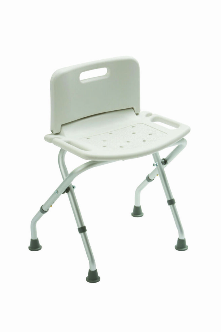 Folding Bath Bench with Back sitting on a white background.