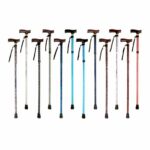 Folding Walking Sticks in various colours with Strap on a white background