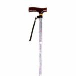 Folding Walking Stick with Strap- Stained Glass on a white background.