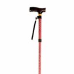 Folding Walking Sticks with Strap - Red Spiral Wave on a white background