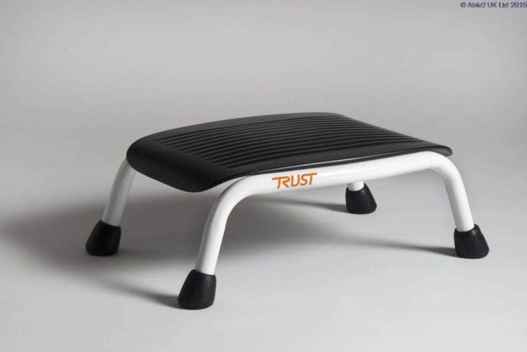 Trust Care Lets Step Bath Step sitting on a white background, with a slight shadow.