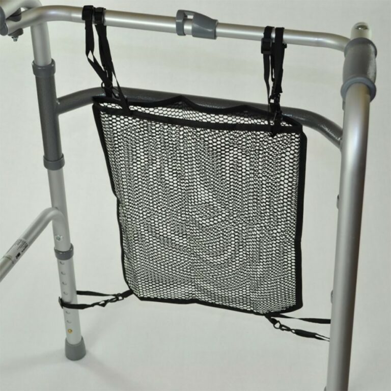 Walking Frame Net Bag on a walking frame on a white background.