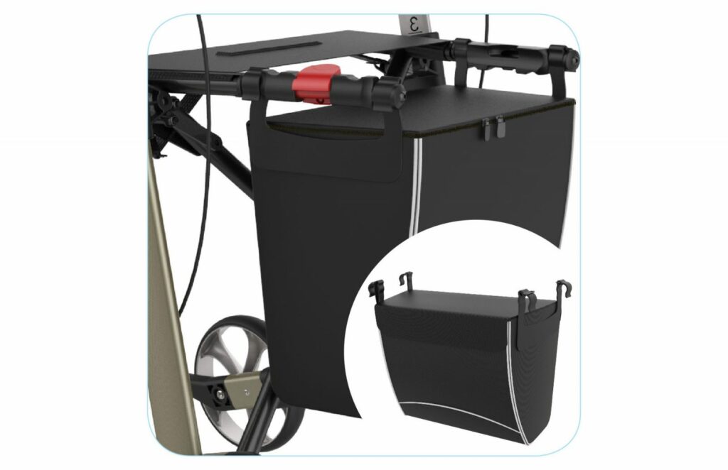 Rehasense Waterproof zip basket on a white background, a smaller circle in the bottom right hand corner a full image, basket.