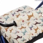 Rollator Makeover Set in Dog pattern, close up to camera, showcasing pattern on a white background.