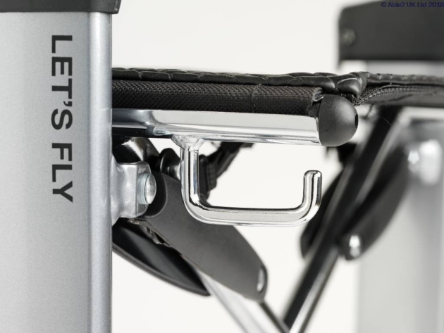 A close up of the frame of the The Trust Care Let's Fly Rollator Support