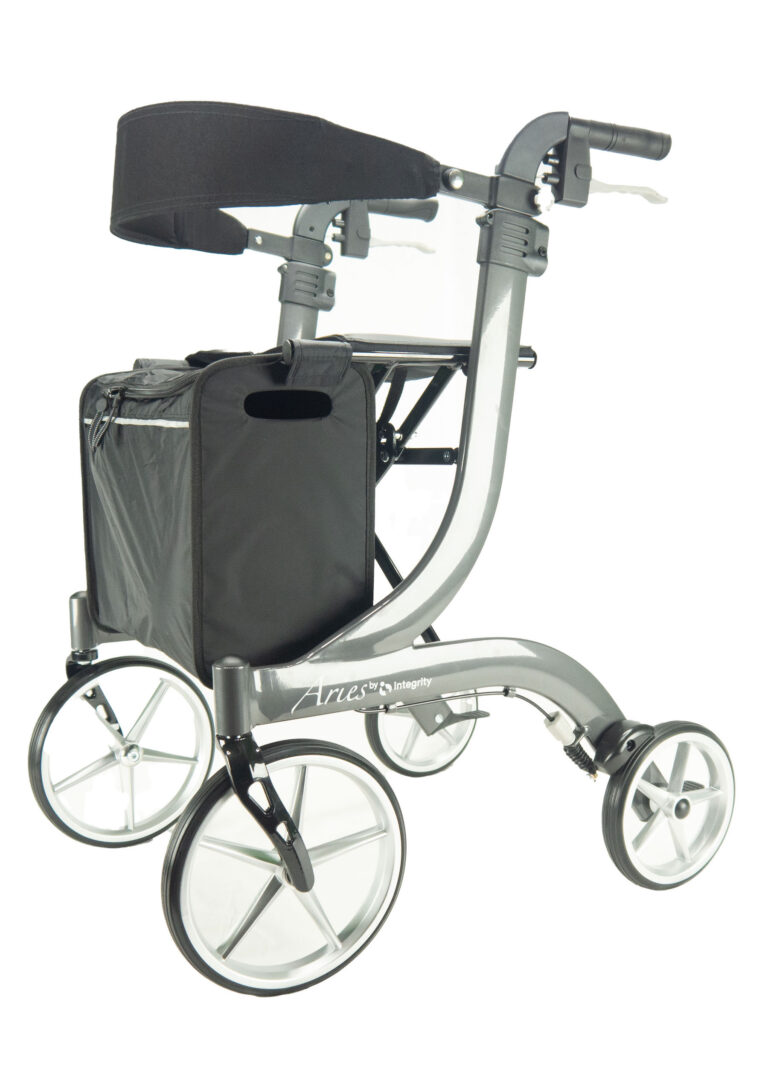 Integrity Aries Rollator on a white background in silver.
