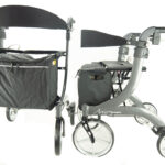Two Integrity Aries Rollator one facing the camera, a second facing left of the camera on a white background.
