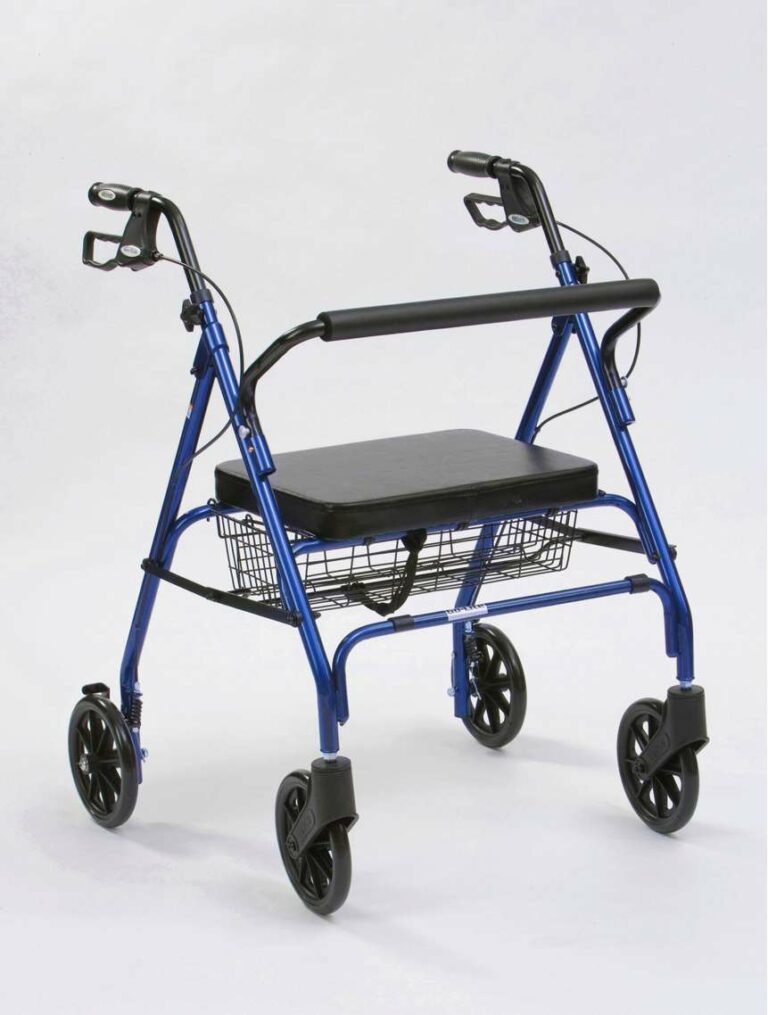 Heavy Duty Rollator Blue on a white background.