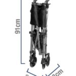 EZ Fold-N-Go Rollator folded up with the measurements around it, showing how small it folds up.