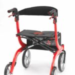 Drive Nitro Rollator Red Close up view with it fully opened on a white background.