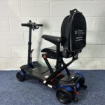 a scooter with a backpack