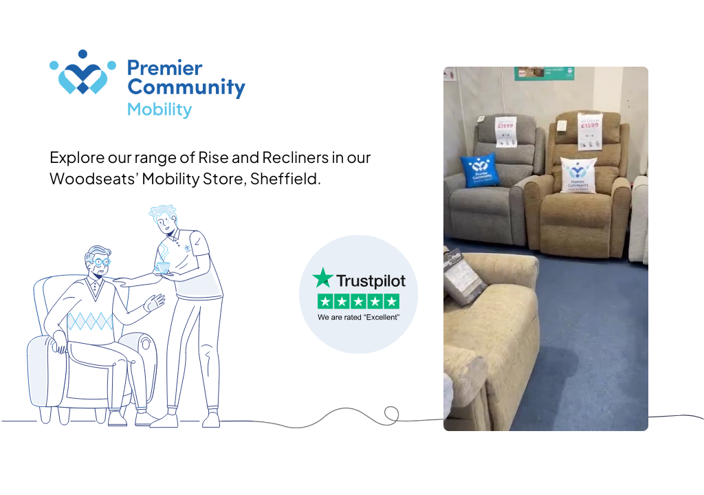 a picture of a couch and a drawing of a couple of people