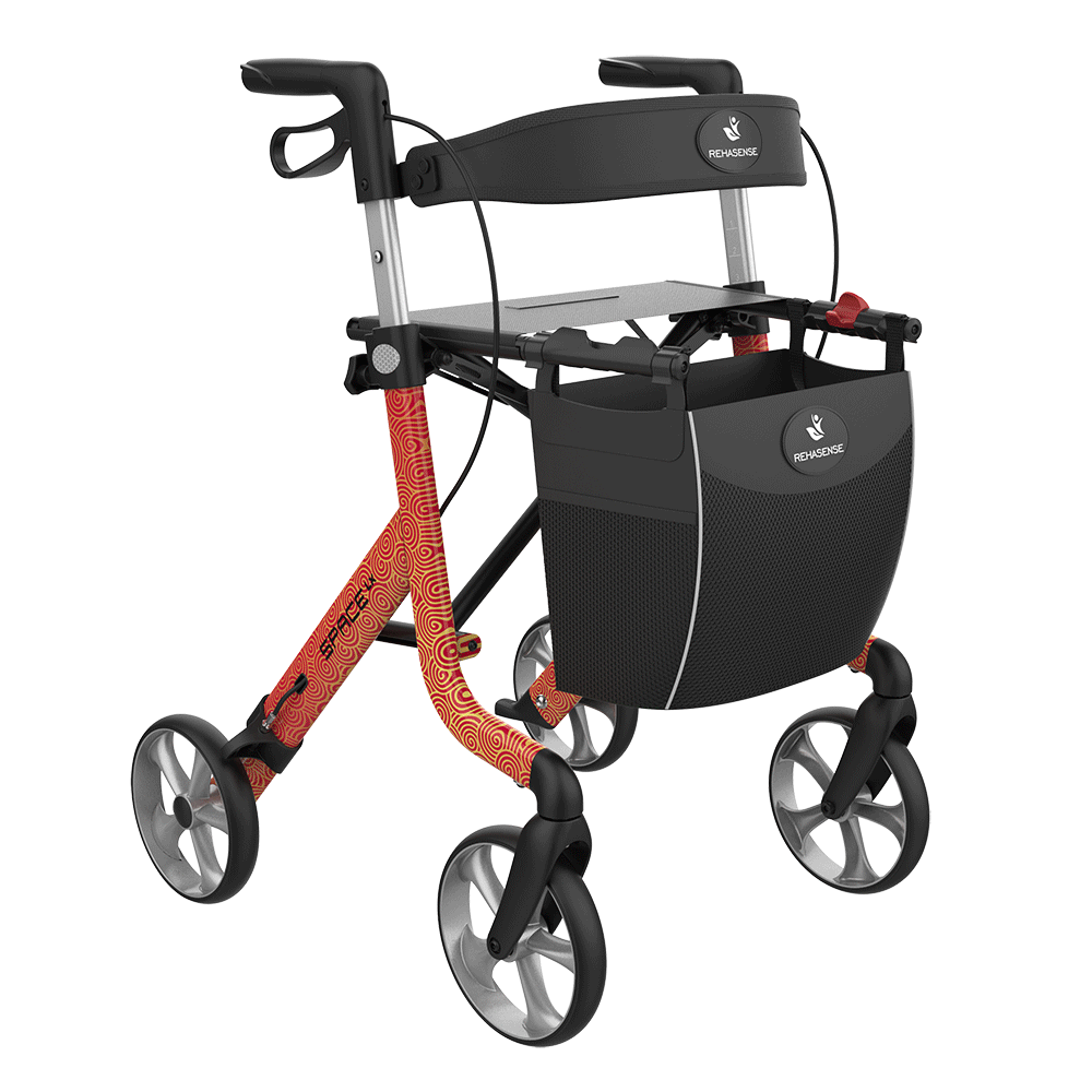 Space LX Art Line Rollator in Cloud facing forward and slightly to the right of the camera on a white background.