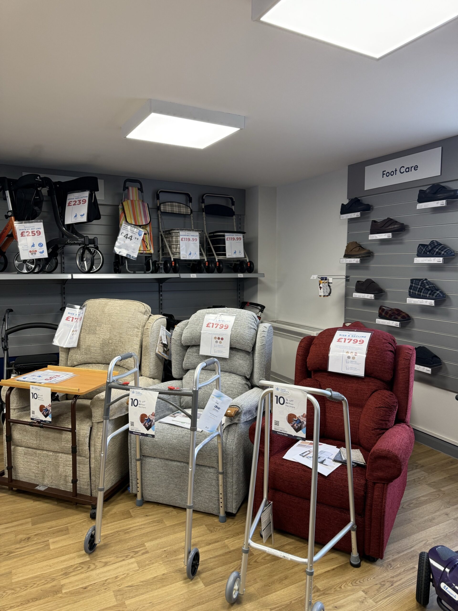 riser recliners in the Swadlincote showroom 