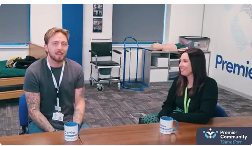 Tim Isterling and Amanda Winnard discuss working at Premier Community over a cup of tea