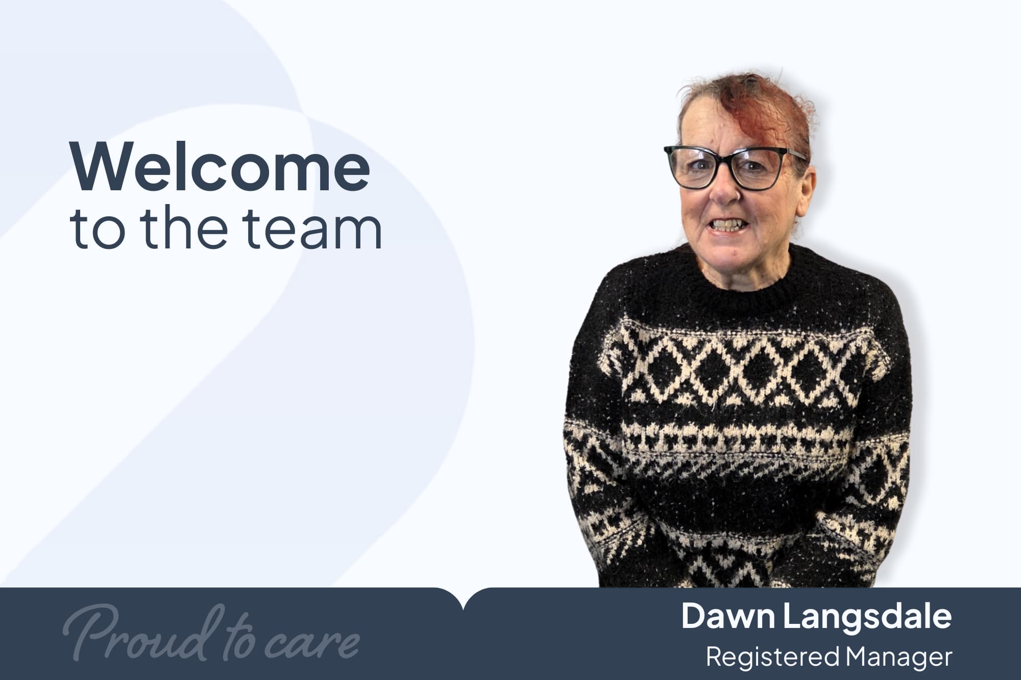 Image shows a picture of Dawn Langsdale, Premier Community's newest Registered Manager taking on a care leadership role in North Derbyshire