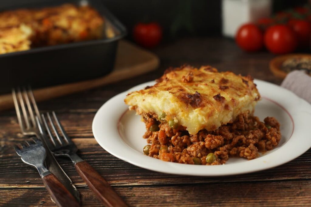 Delicious shepherd's pie on a plate - perfect for promoting nutrition in older adults.
