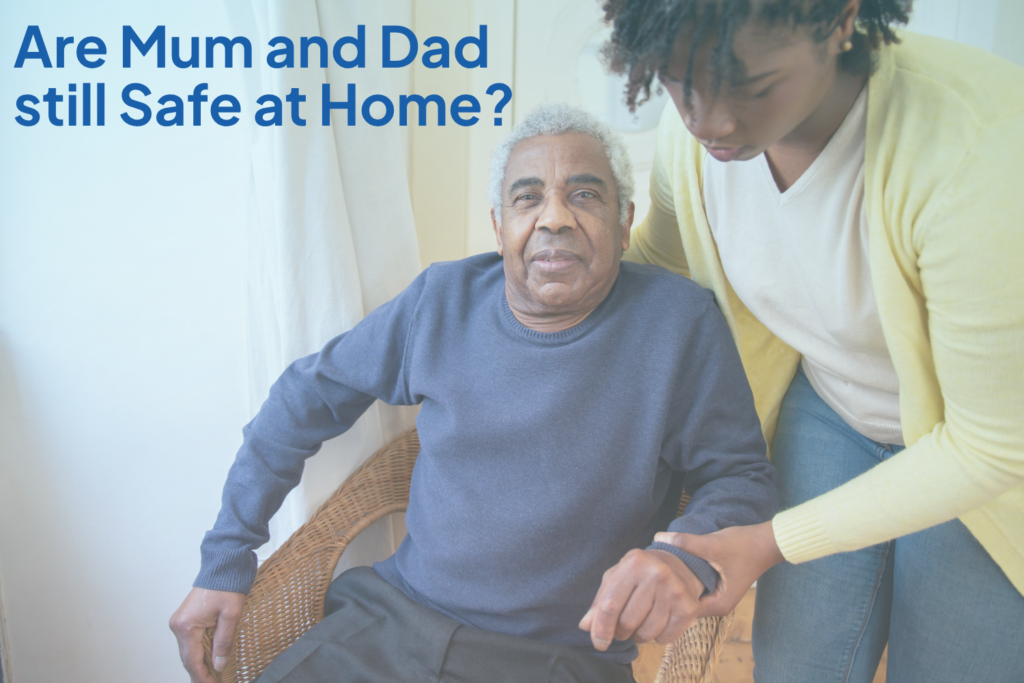 Older man being supported by a family member at home